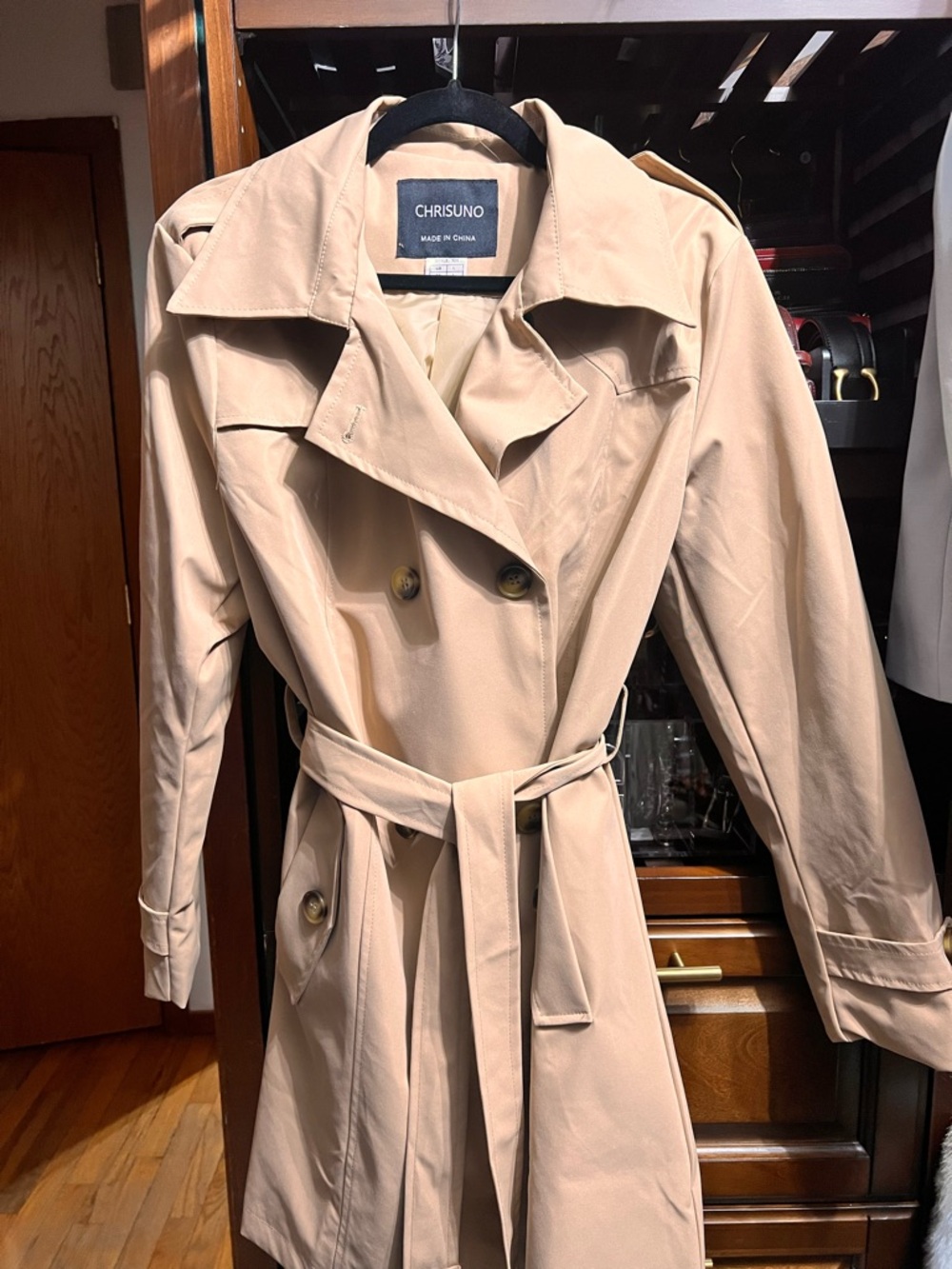 Women's Double-Breasted Trench Coat in Beige - New !